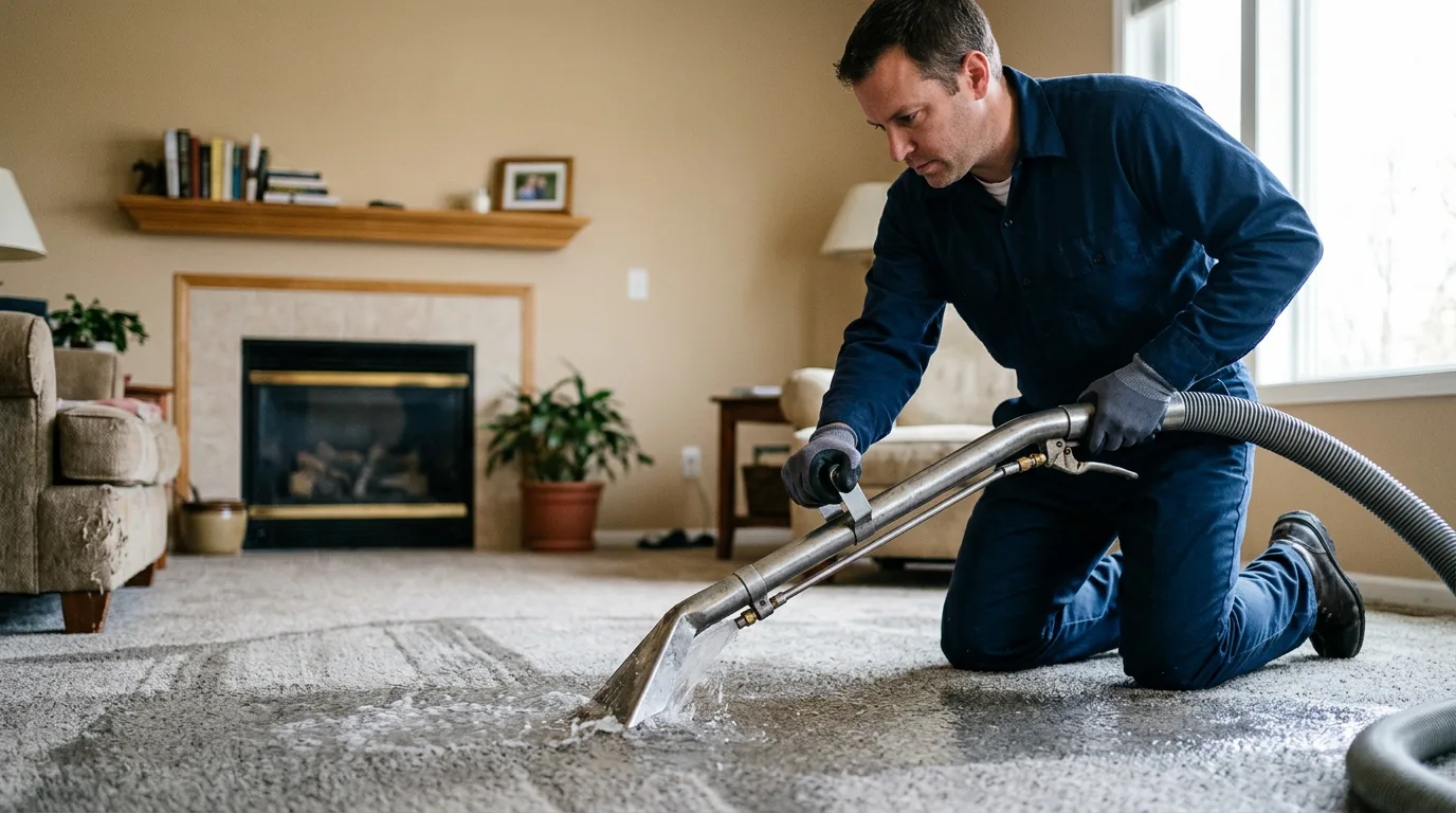 Water damage restoration technician working near Youngstown, OH